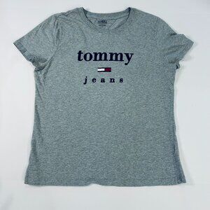 Women's Tommy Hilfiger T-Shirt, Gray with TH Logo across shirt, Size Large